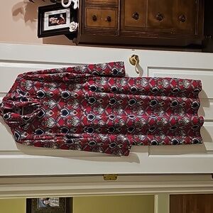 Dainty Jewells sweater dress, hot pink, blue, cream, cowl neck, xxl, EUC